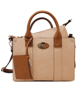 Faux Leather Mini Satchel Crossbody Bag WU061 NUDE